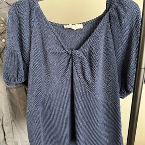 LOFT Textured Blue Top